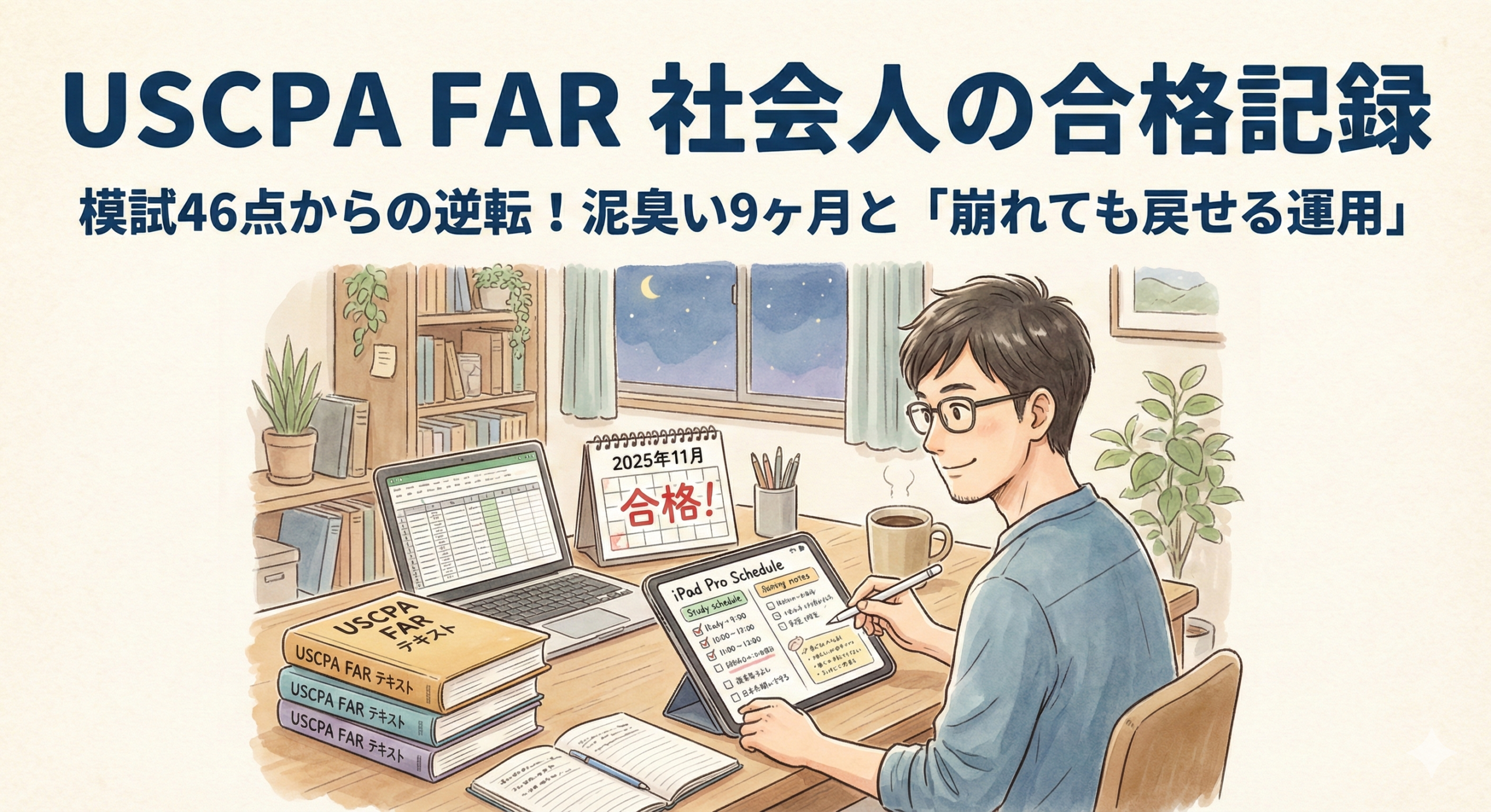USCPA FAR 勉強法｜模試46点から合格した社会人の運用術【未経験9ヶ月